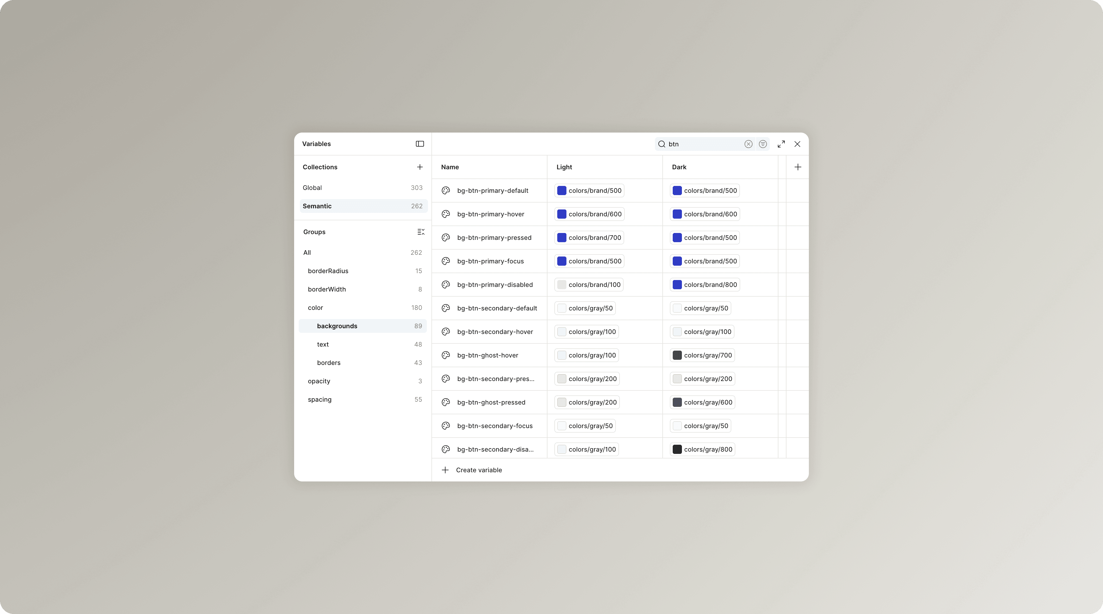 Vela semantic and global design tokens mapped to CSS variables
